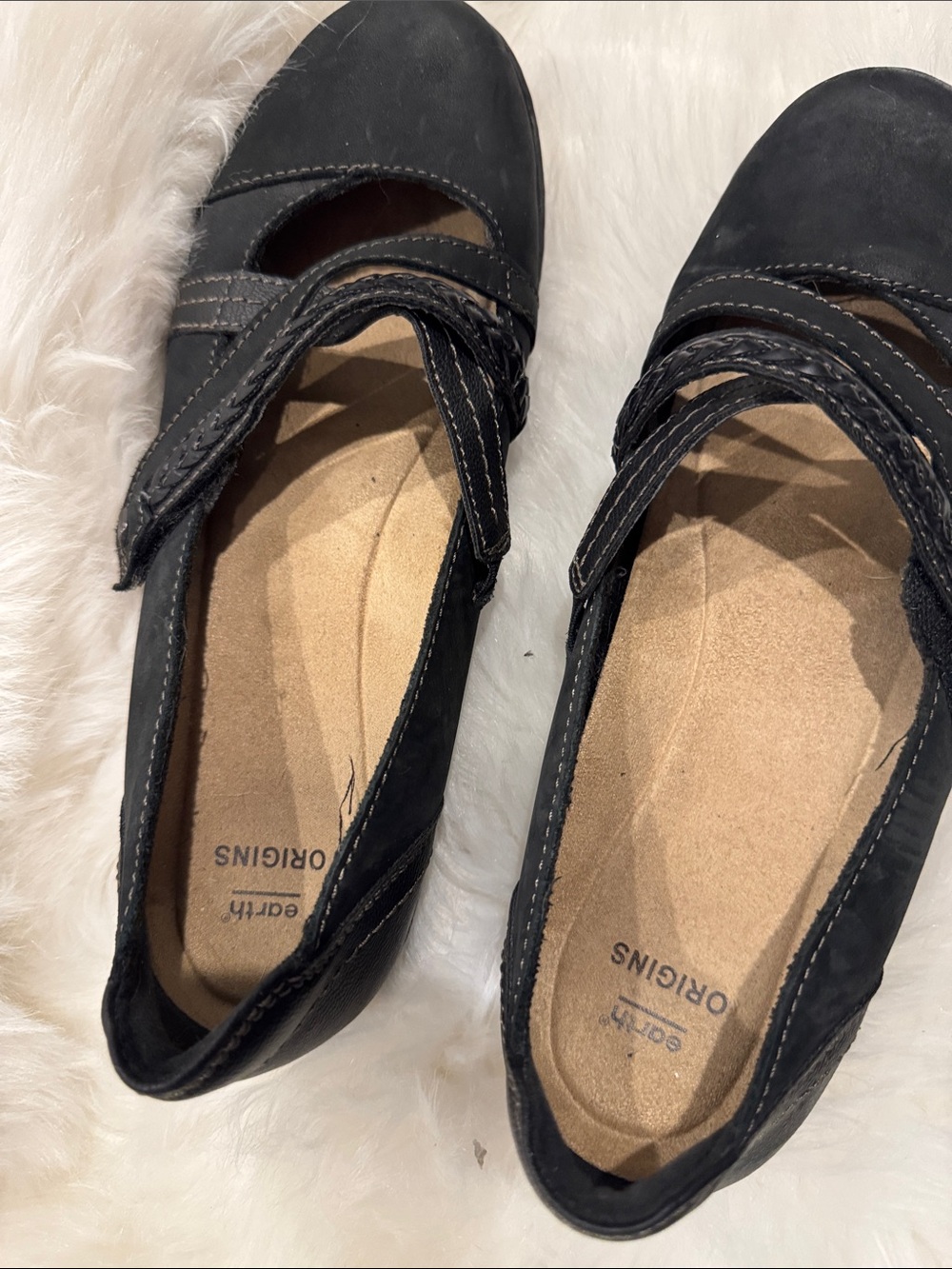 Earth Origins Black Braided Cross-Strap Slip-On Flats 10 - Picture 7 of 8